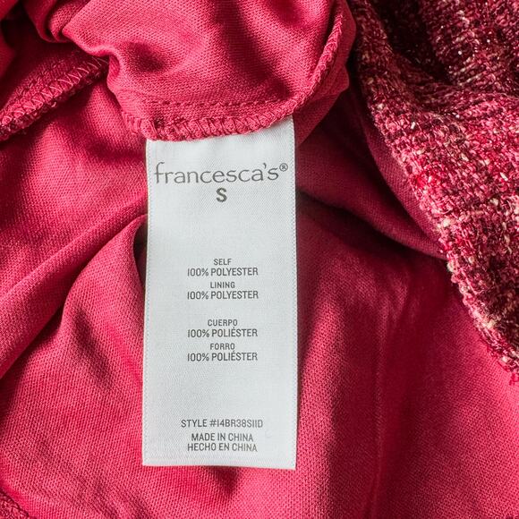 NWT-Blue Rain of Francesca’s-Clara Tweed Mini Skirt-Burgundy Red-Women’s Small - Picture 8 of 11